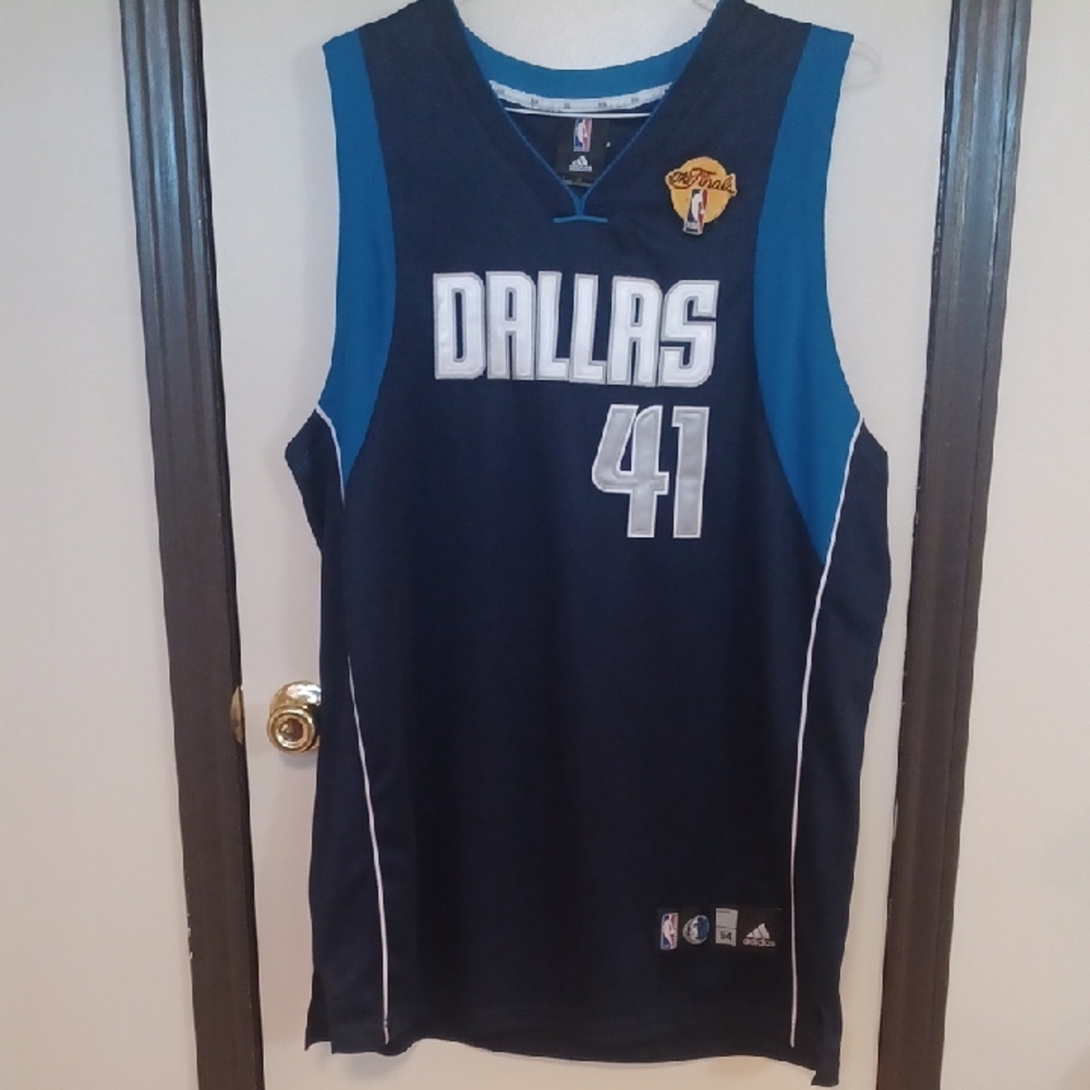 adidas Dallas Mavericks Dirk Nowitzki #41 Navy Blue Tank Top